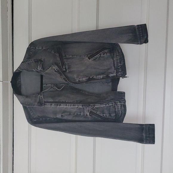 Jackets & Blazers - DONATING 8/1! Denim Black/Grey Motorcycle Jacket - Size S